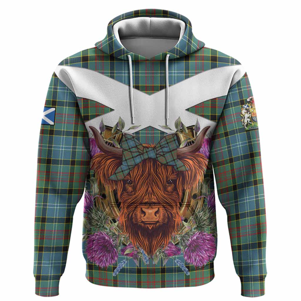 Cathcart Tartan Hoodie Scottish Thistle Heilan Coo