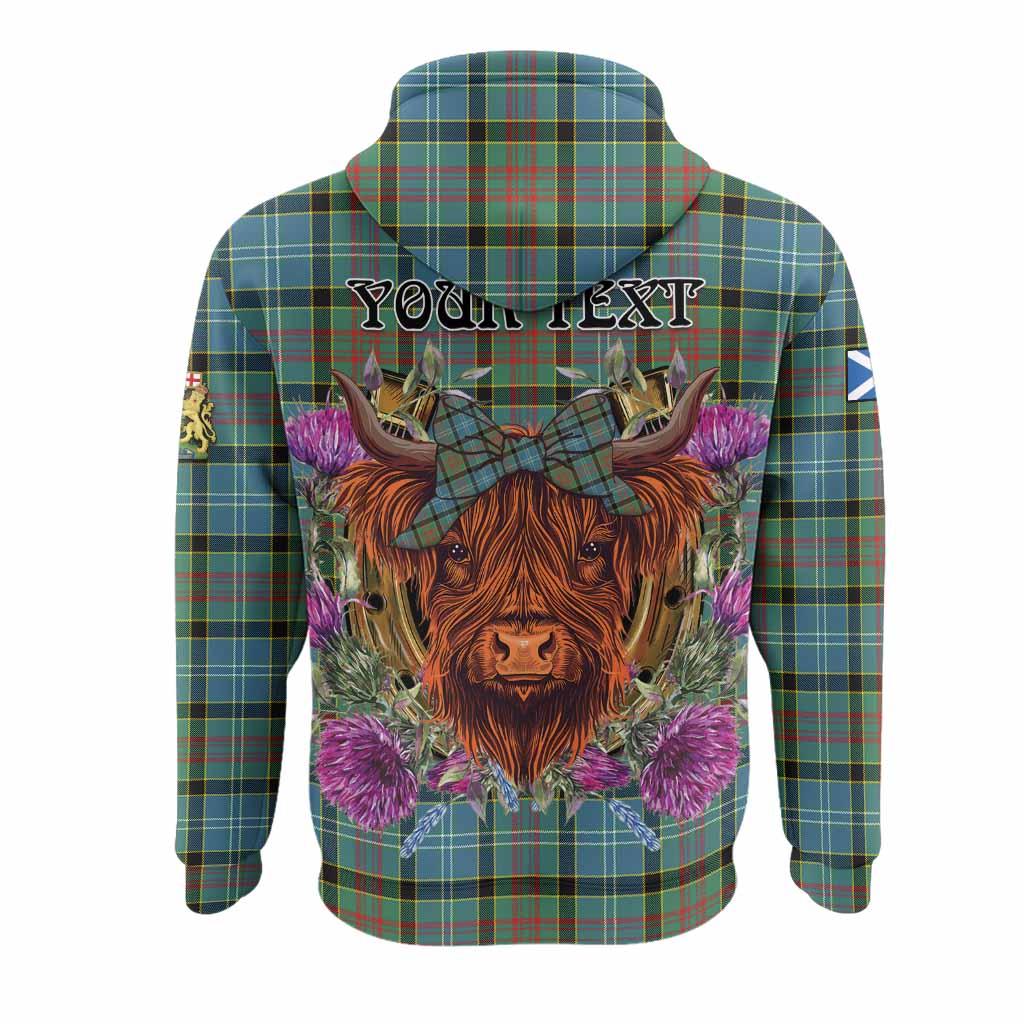 Cathcart Tartan Hoodie Scottish Thistle Heilan Coo