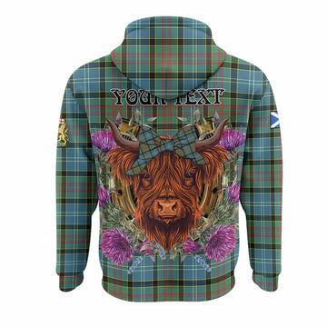 Cathcart Tartan Hoodie Scottish Thistle Heilan Coo