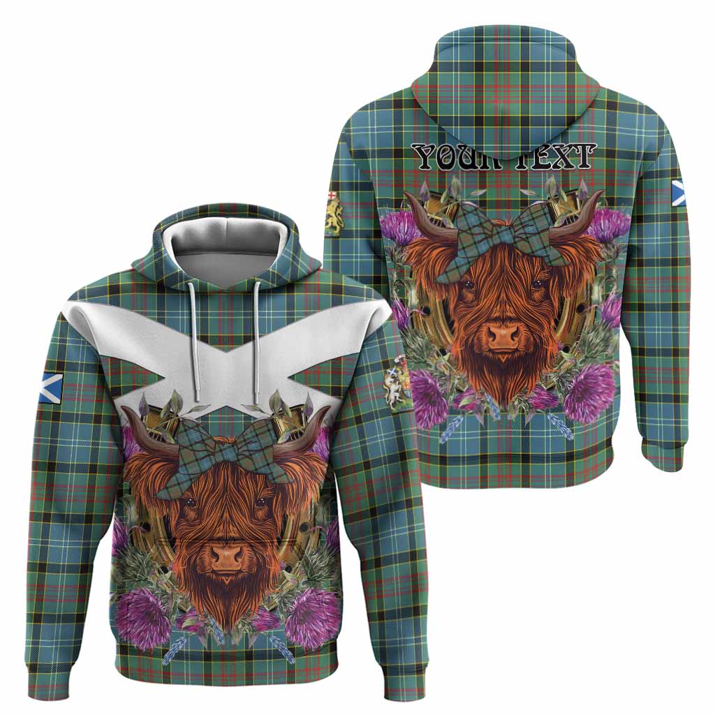 Cathcart Tartan Hoodie Scottish Thistle Heilan Coo