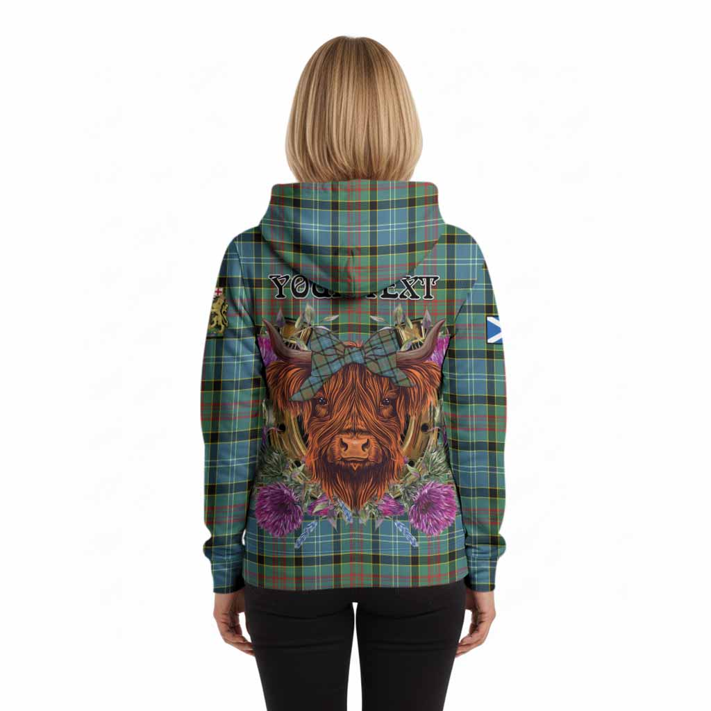Cathcart Tartan Hoodie Scottish Thistle Heilan Coo