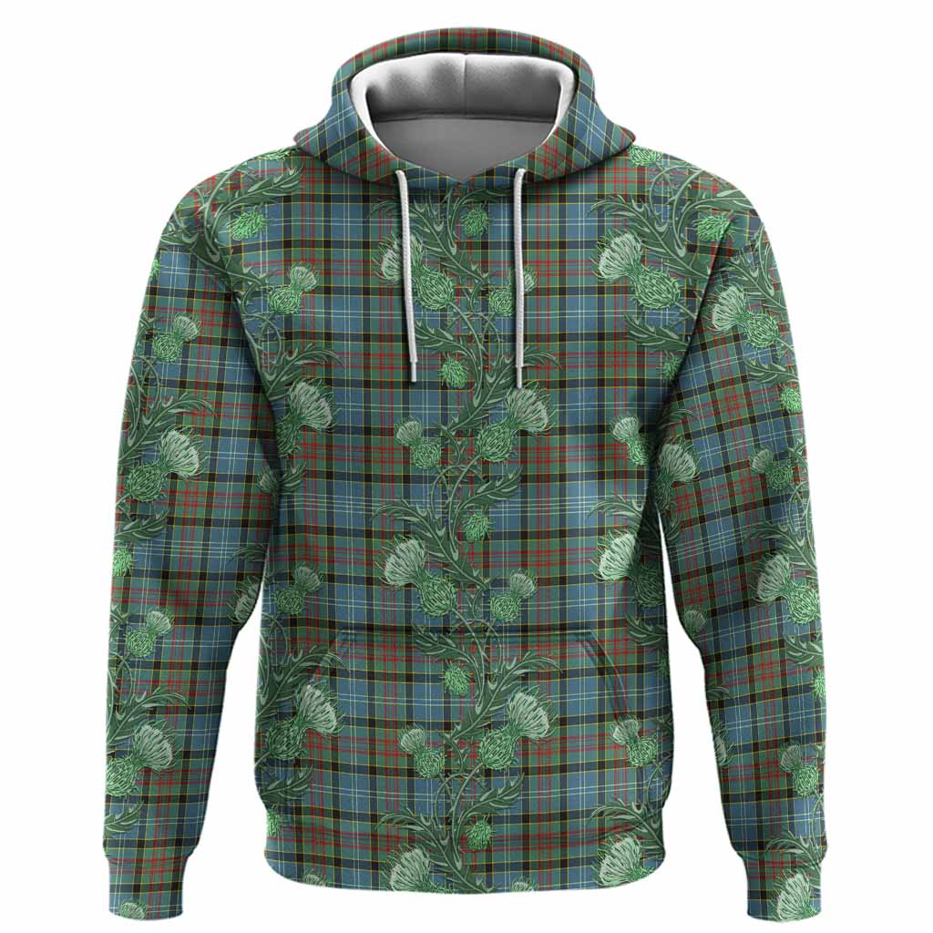 Cathcart Tartan Hoodie Seamless Scottish Thistle Flowers