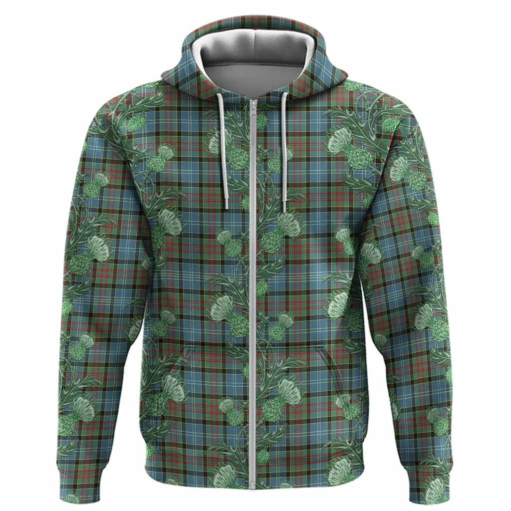 Cathcart Tartan Hoodie Seamless Scottish Thistle Flowers