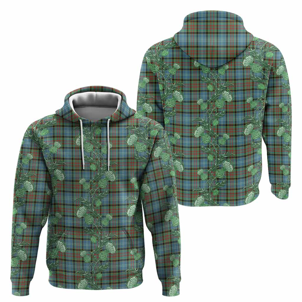 Cathcart Tartan Hoodie Seamless Scottish Thistle Flowers