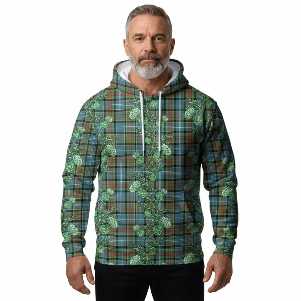 Cathcart Tartan Hoodie Seamless Scottish Thistle Flowers