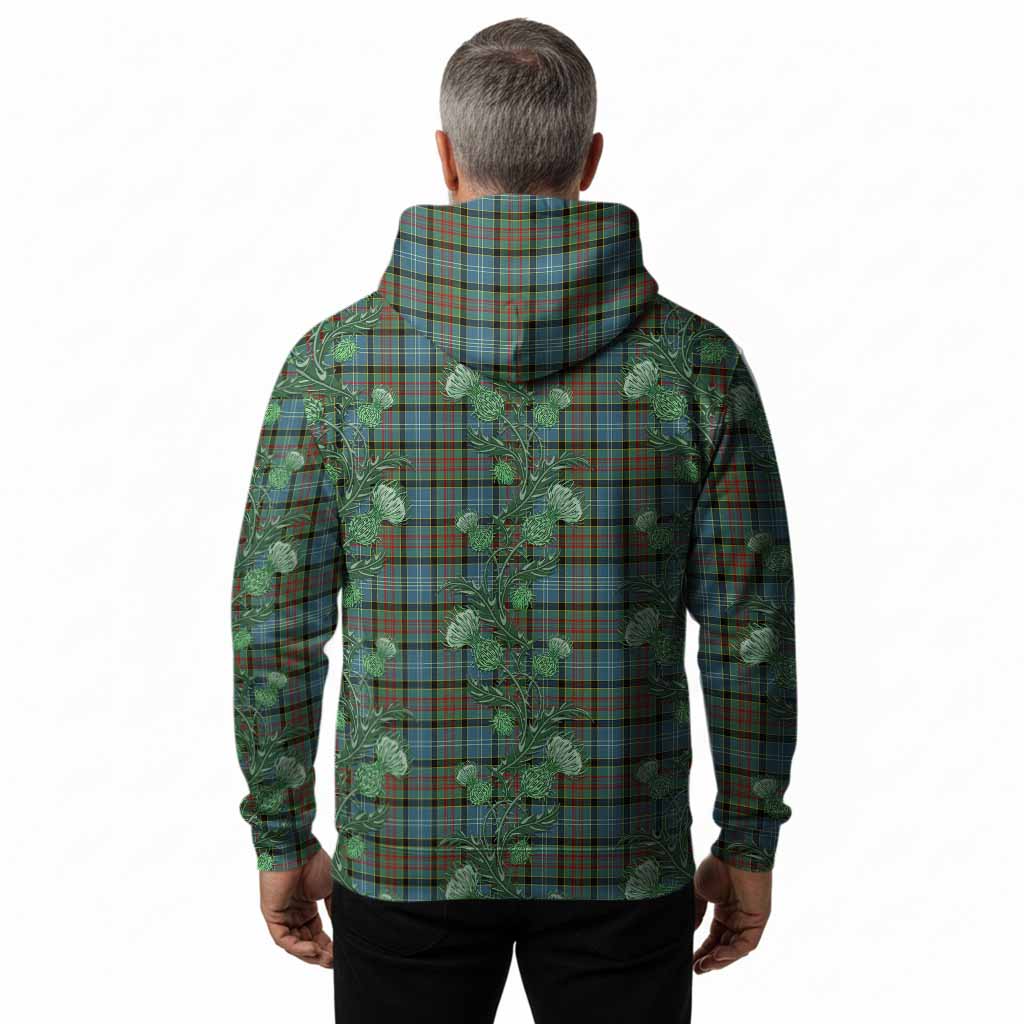 Cathcart Tartan Hoodie Seamless Scottish Thistle Flowers