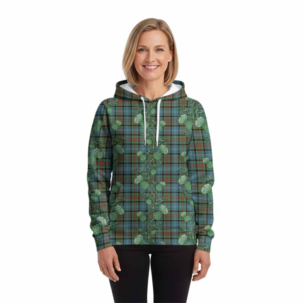 Cathcart Tartan Hoodie Seamless Scottish Thistle Flowers