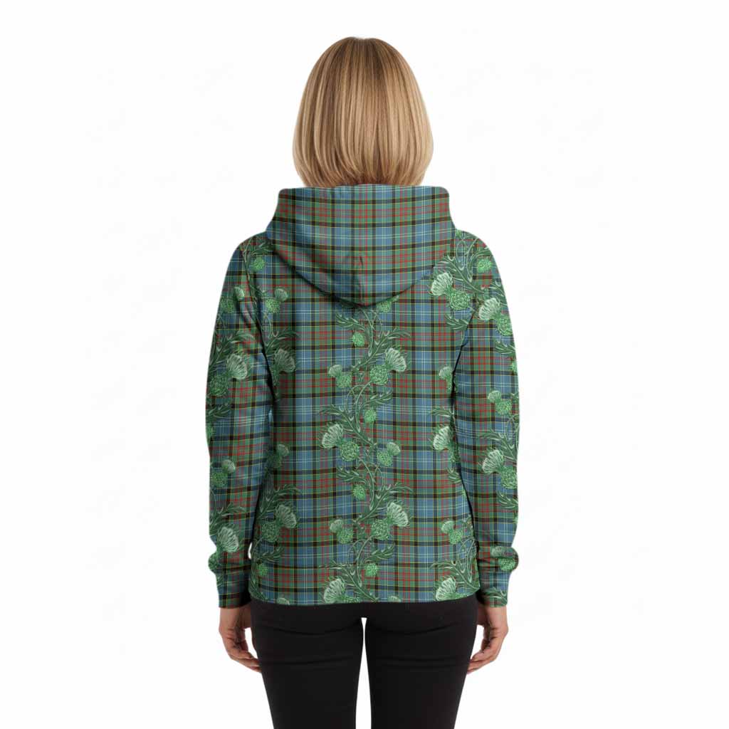 Cathcart Tartan Hoodie Seamless Scottish Thistle Flowers