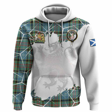 Cathcart Tartan Hoodie with Family Crest and Lion Rampant Grunge Style