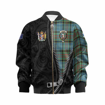 Cathcart Tartan Kid Bomber Jacket New Zealand Pattern Unique Zipper Stylized