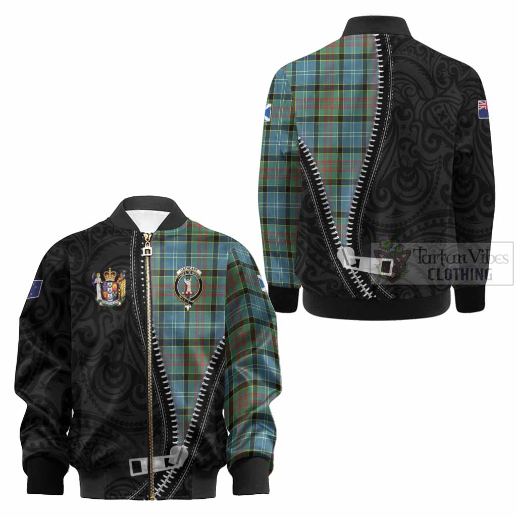 Cathcart Tartan Kid Bomber Jacket New Zealand Pattern Unique Zipper Stylized