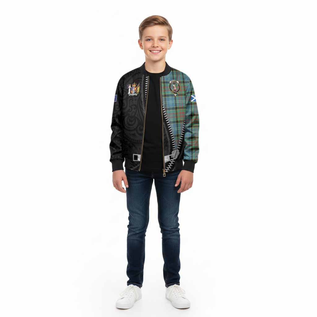 Cathcart Tartan Kid Bomber Jacket New Zealand Pattern Unique Zipper Stylized