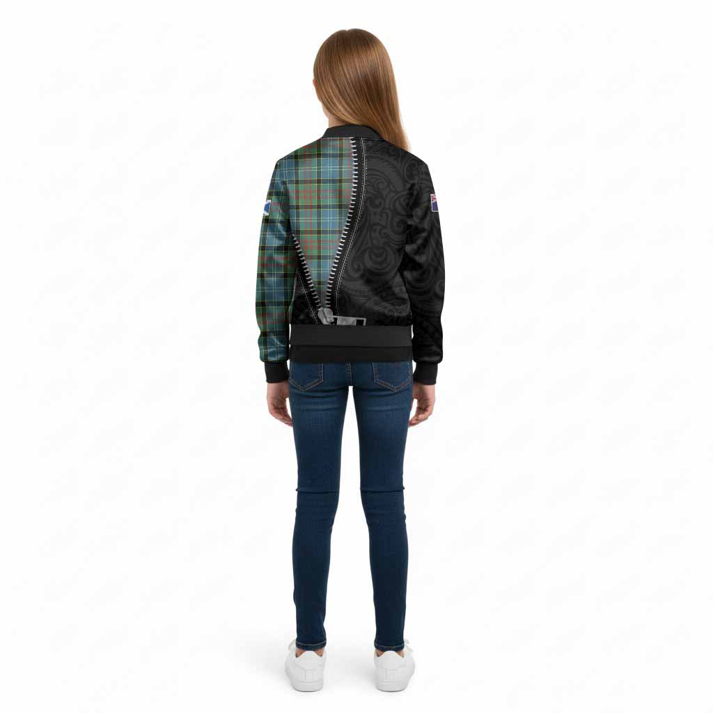 Cathcart Tartan Kid Bomber Jacket New Zealand Pattern Unique Zipper Stylized