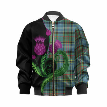 Cathcart Tartan Kid Bomber Jacket Traditional Scottish Thistle