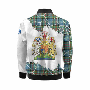 Cathcart Tartan Kid Bomber Jacket with Family Crest and Lion Rampant Grunge Style