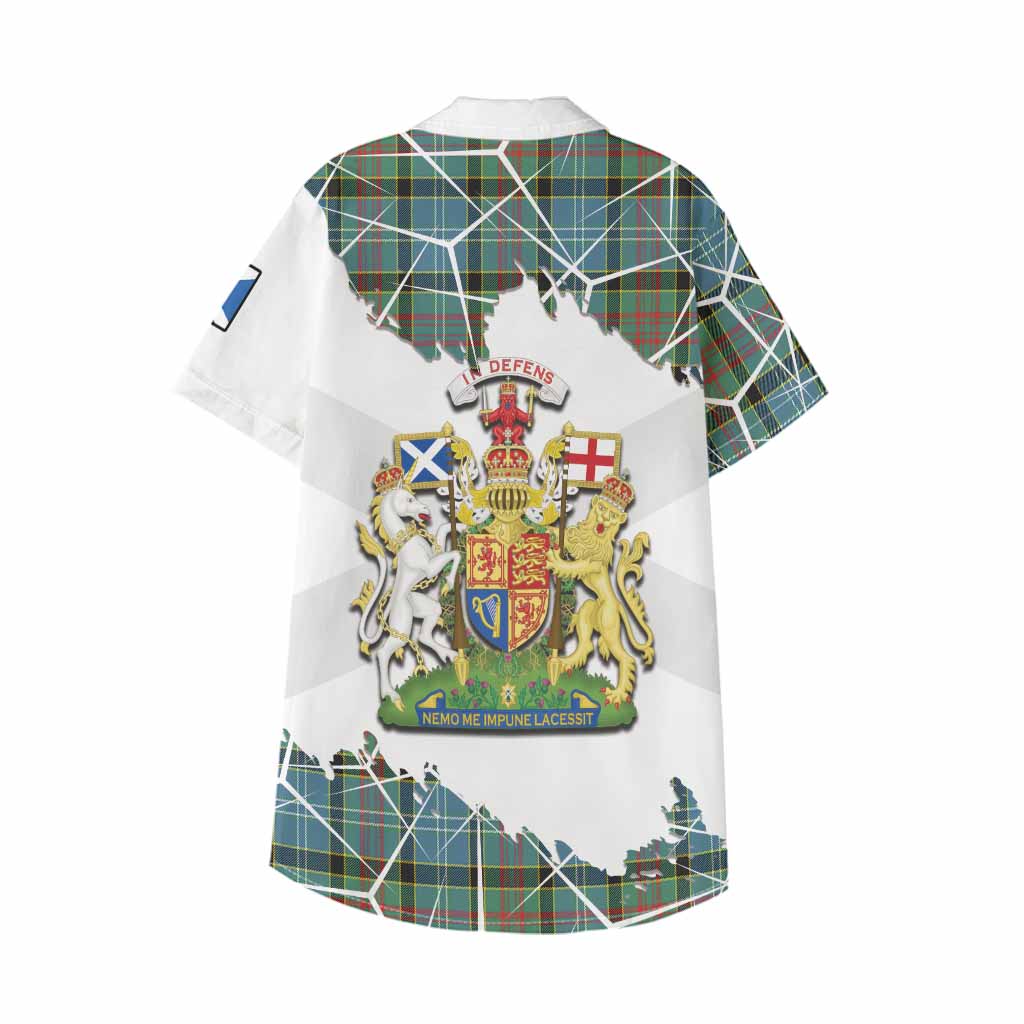 Cathcart Tartan Kid Hawaiian Shirt with Family Crest and Lion Rampant Grunge Style