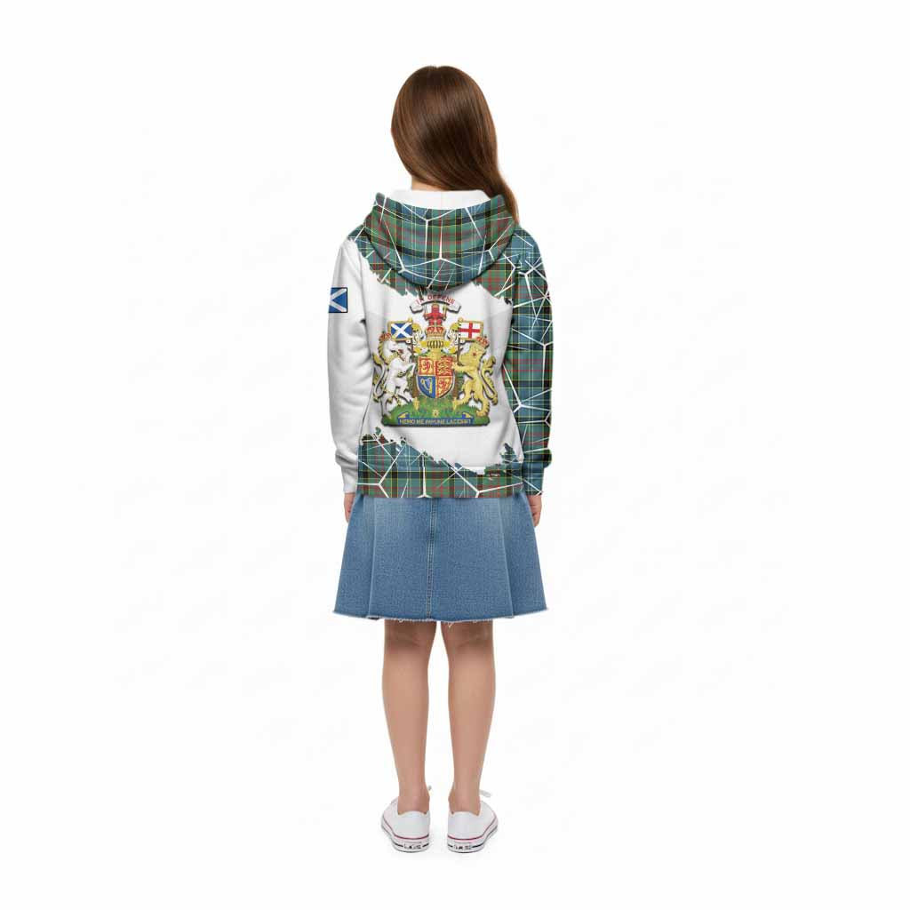 Cathcart Tartan Kid Hoodie with Family Crest and Lion Rampant Grunge Style