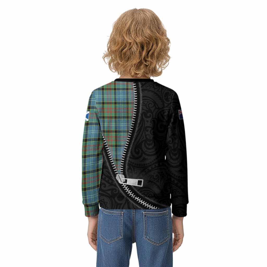 Cathcart Tartan Kid Knitted Sweatshirt New Zealand Pattern Unique Zipper Stylized
