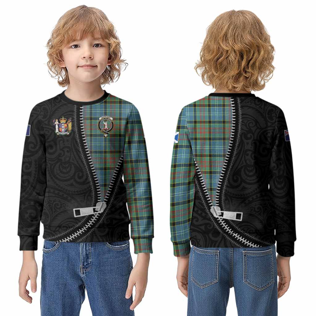 Cathcart Tartan Kid Knitted Sweatshirt New Zealand Pattern Unique Zipper Stylized