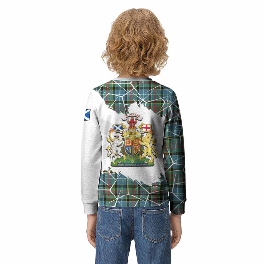 Cathcart Tartan Kid Knitted Sweatshirt with Family Crest and Lion Rampant Grunge Style