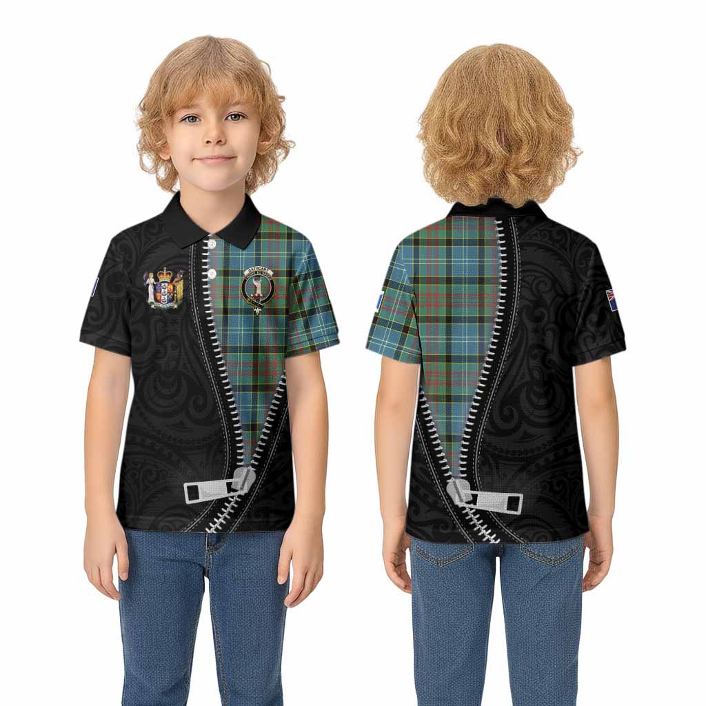 Cathcart Tartan Kid Polo Shirt New Zealand Pattern Unique Zipper Stylized