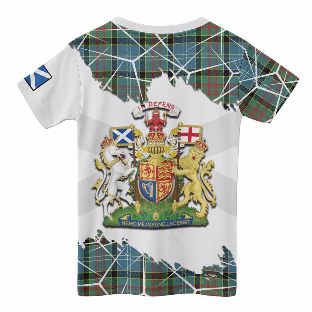 Cathcart Tartan Kid T-shirt with Family Crest and Lion Rampant Grunge Style