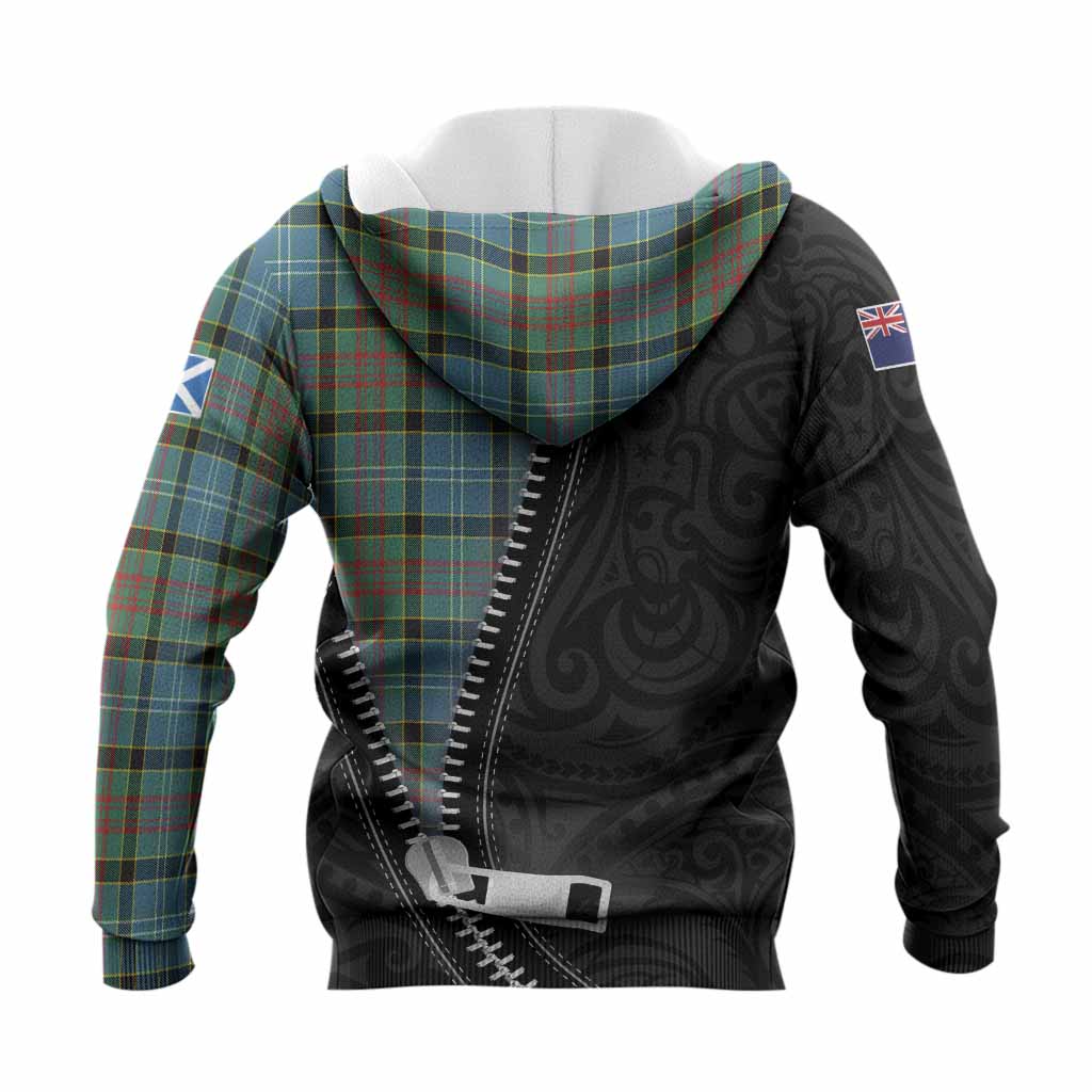 Cathcart Tartan Knitted Hoodie New Zealand Pattern Unique Zipper Stylized