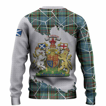 Cathcart Tartan Knitted Sweater with Family Crest and Lion Rampant Grunge Style