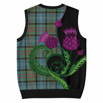 Cathcart Tartan Knitted V-Neck Vest Traditional Scottish Thistle