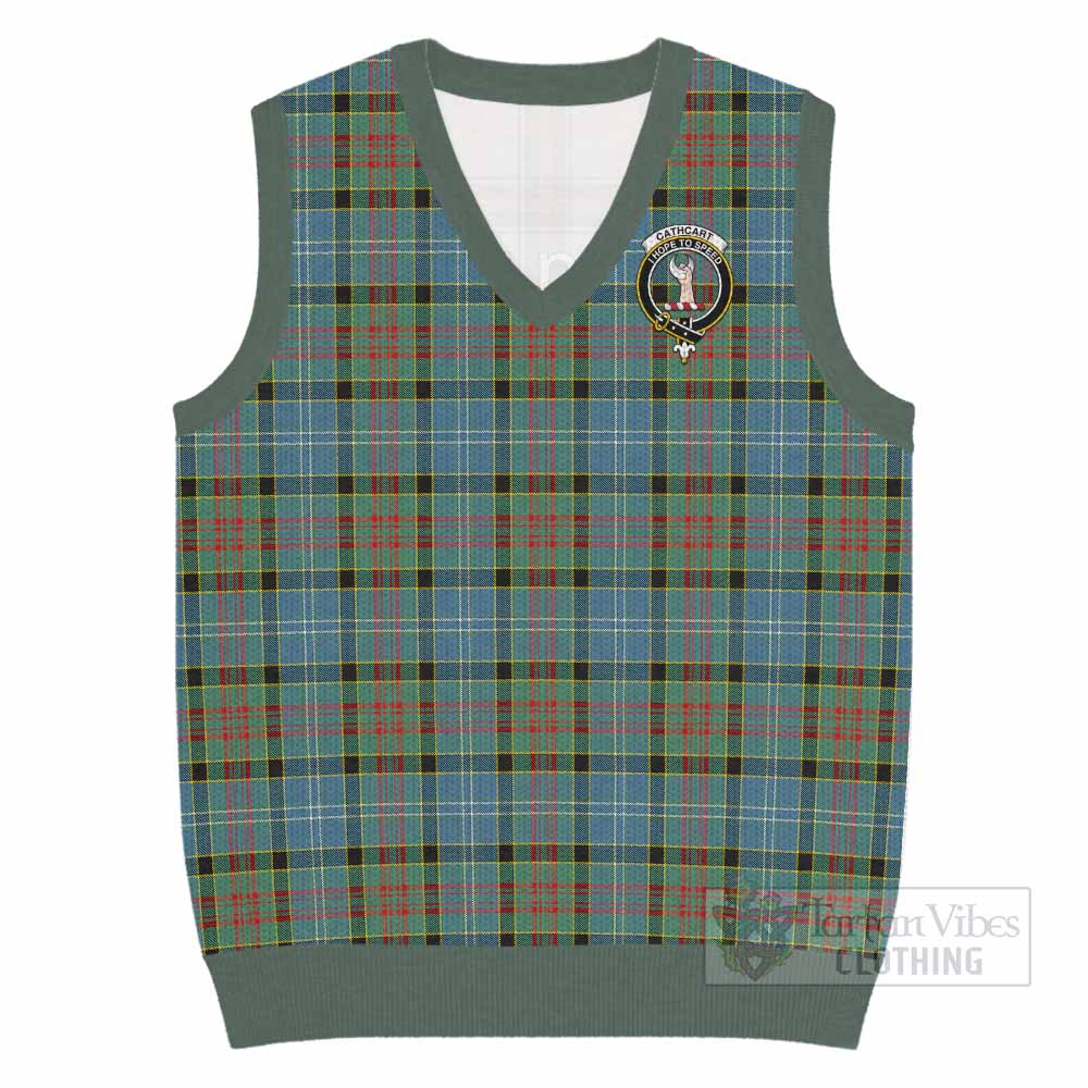 Cathcart Tartan Knitted V-Neck Vest with Family Crest - Tartan Vibes Clothing