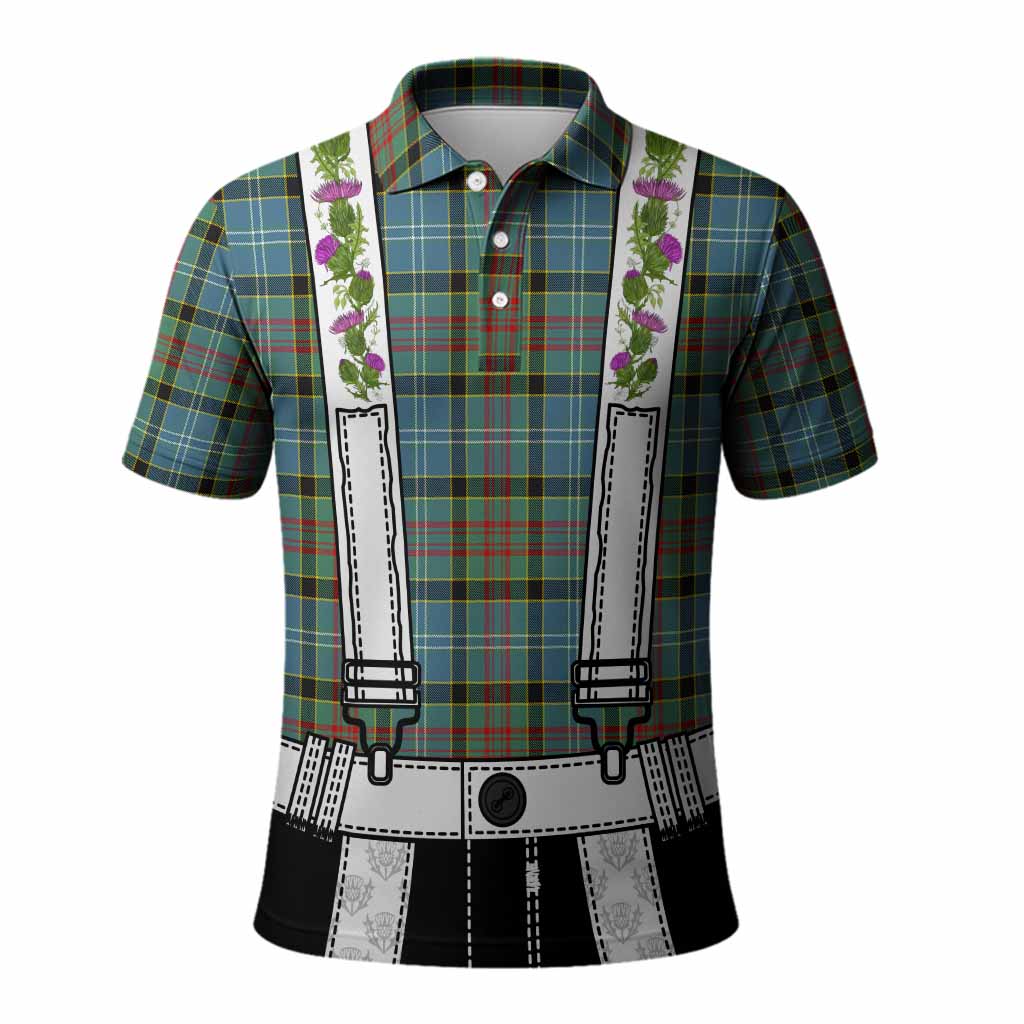 Cathcart Tartan Lederhosen Costume Polo Shirt Scotland Thistle Floral