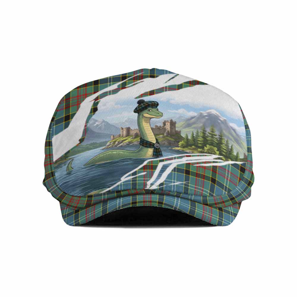 Cathcart Tartan Loch Ness Monster Scottish Heritage Art Flat Cap, Jeff Cap
