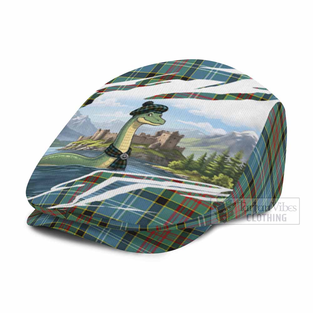 Cathcart Tartan Loch Ness Monster Scottish Heritage Art Flat Cap, Jeff Cap