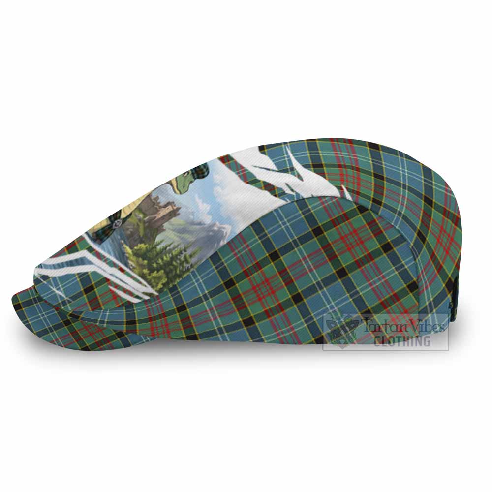 Cathcart Tartan Loch Ness Monster Scottish Heritage Art Flat Cap, Jeff Cap
