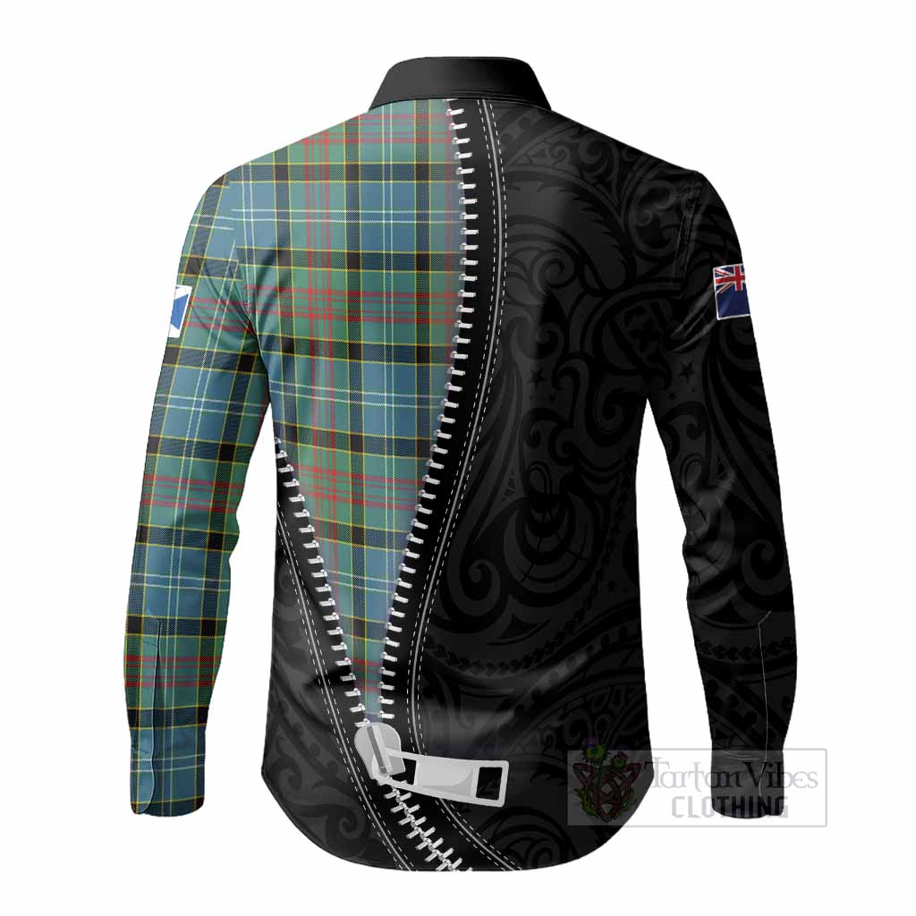 Cathcart Tartan Long Sleeve Button Shirts New Zealand Pattern Unique Zipper Stylized