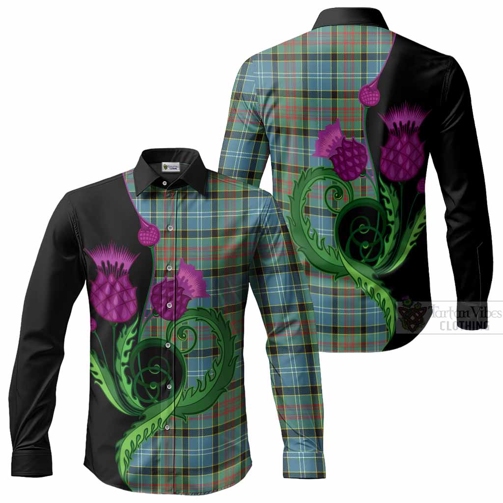 Cathcart Tartan Long Sleeve Button Shirts Traditional Scottish Thistle
