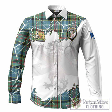 Cathcart Tartan Long Sleeve Button Shirts with Family Crest and Lion Rampant Grunge Style