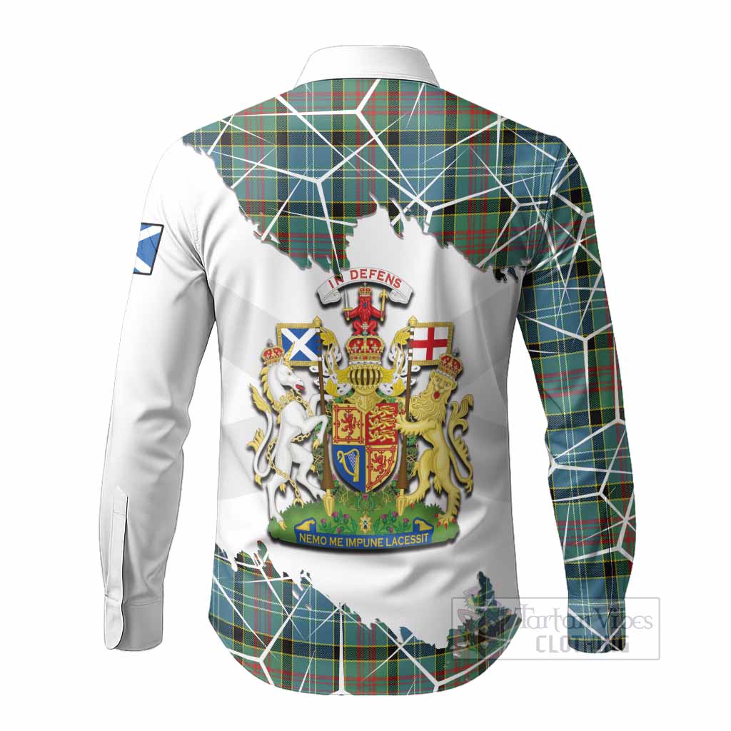Cathcart Tartan Long Sleeve Button Shirts with Family Crest and Lion Rampant Grunge Style