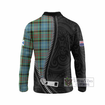 Cathcart Tartan Long Sleeve Polo Shirt New Zealand Pattern Unique Zipper Stylized
