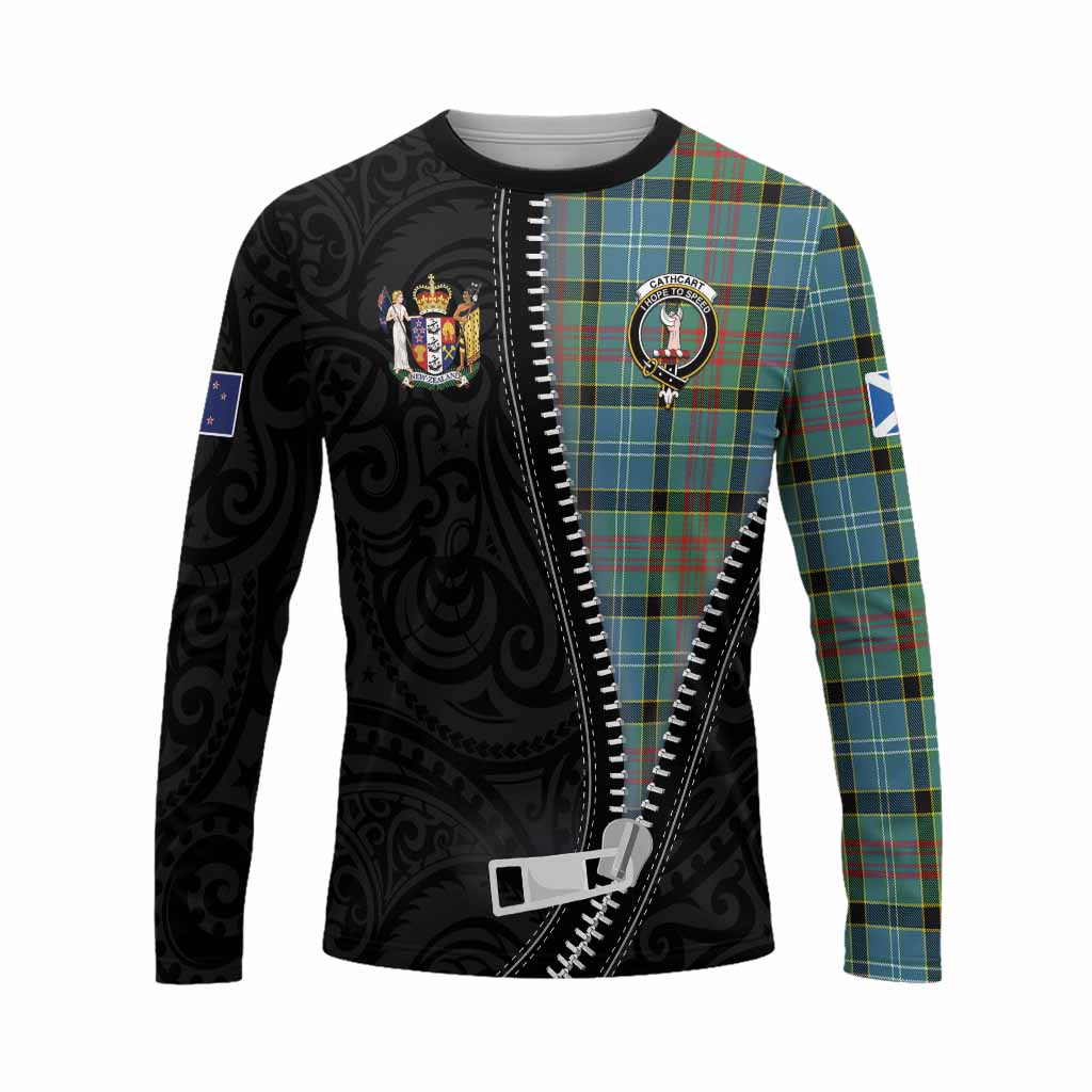 Cathcart Tartan Long Sleeve T-Shirt New Zealand Pattern Unique Zipper Stylized