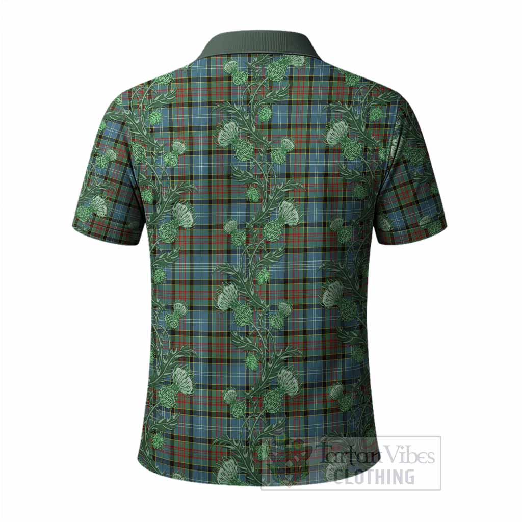 Cathcart Tartan Polo Shirt Seamless Scottish Thistle Flowers