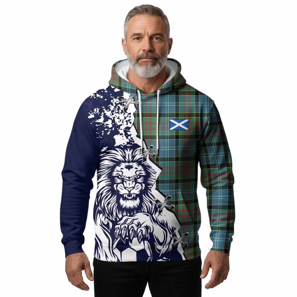 Cathcart Tartan Scottish Hoodie Angry Lion With Soccer Ball Style