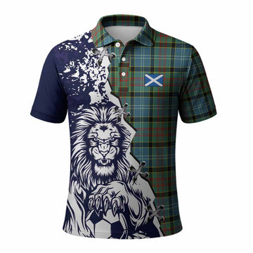 Cathcart Tartan Scottish Polo Shirt Angry Lion With Soccer Ball Style
