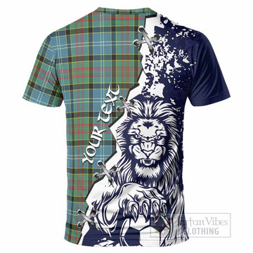 Cathcart Tartan Scottish T-Shirt Angry Lion With Soccer Ball Style