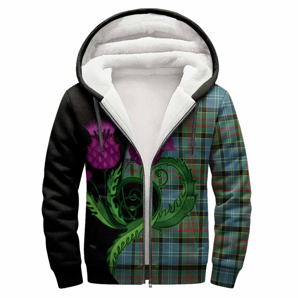 Cathcart Tartan Sherpa Hoodie Traditional Scottish Thistle