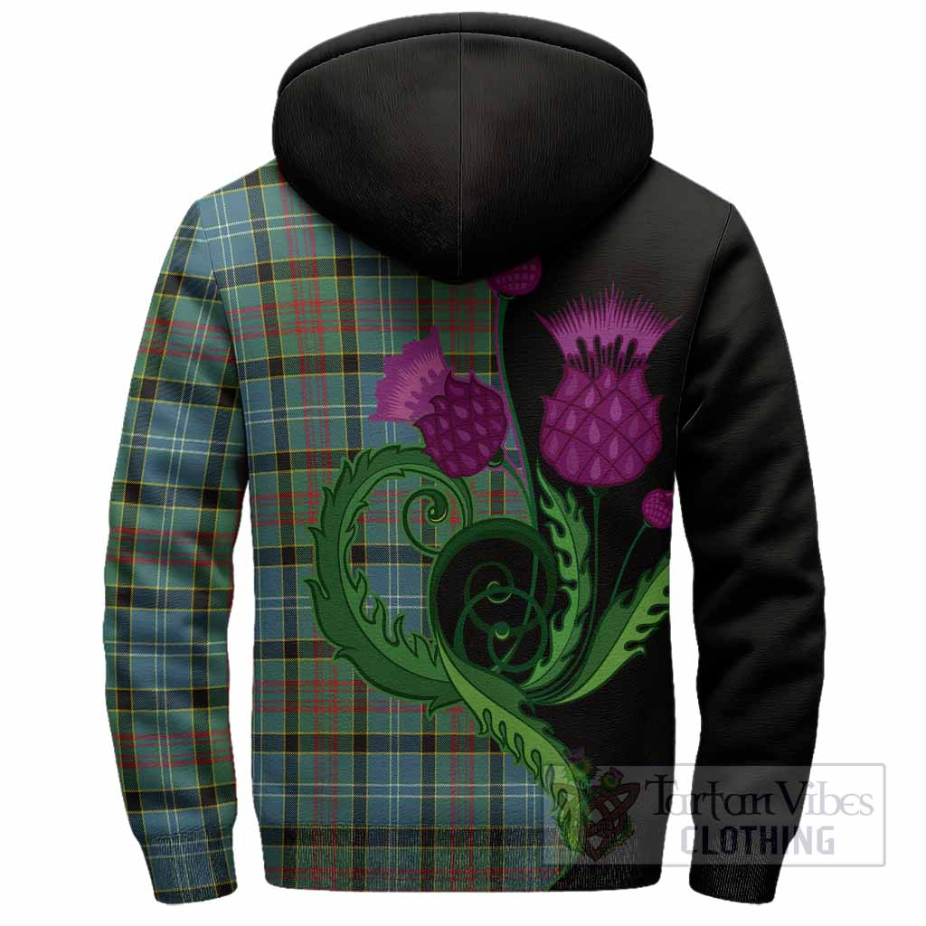 Cathcart Tartan Sherpa Hoodie Traditional Scottish Thistle