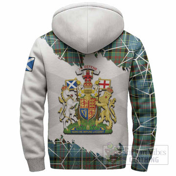Cathcart Tartan Sherpa Hoodie with Family Crest and Lion Rampant Grunge Style