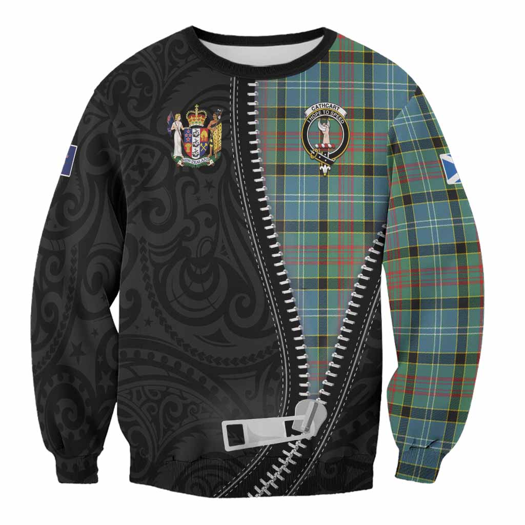 Cathcart Tartan Sweatshirt New Zealand Pattern Unique Zipper Stylized