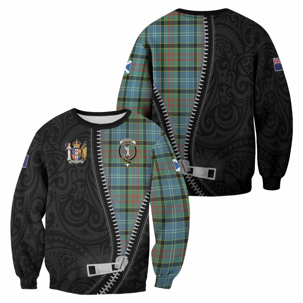 Cathcart Tartan Sweatshirt New Zealand Pattern Unique Zipper Stylized