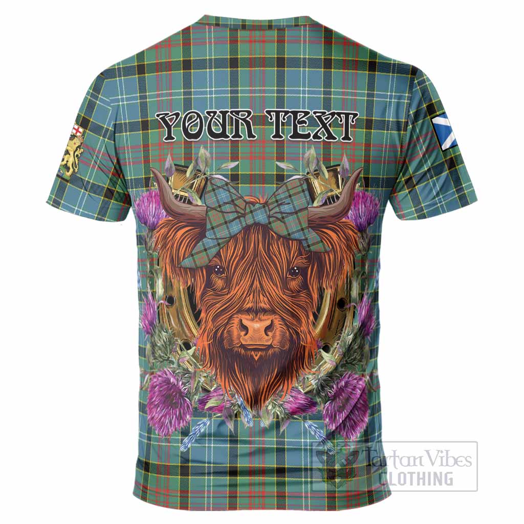Cathcart Tartan T-Shirt Scottish Thistle Heilan Coo